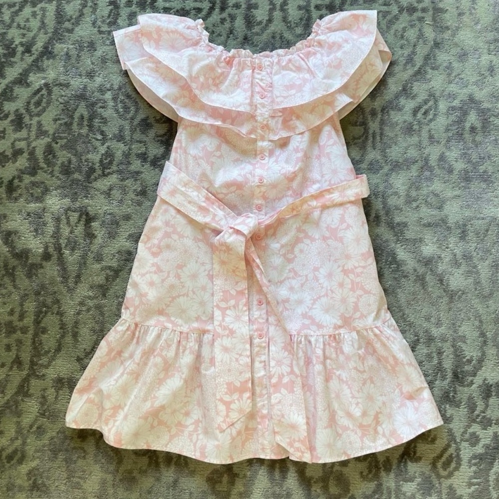 Lisa Marie Fernandez Pink and White Ruffled Tiered Sundress